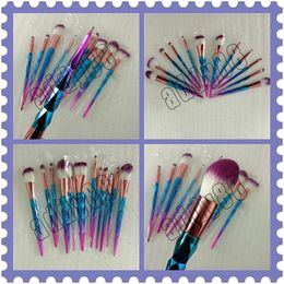 Newest Rainbow Diamond Makeup Brushes Set 12pcs Colourful Brush Powder Cream Foundation Eyeshadow Cosmetic Brush Professional Beauty Tools