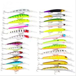 New Arrival 24Pcs/Set Mix Styles 2# 6# Hook Minnow Fishing Lure Plastic Bassbait Hooks Artificial Bass Crankbait Tackle