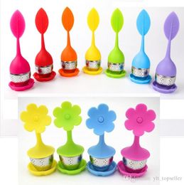 100pcs lot food grade silicone tea infuser leaf flowers shape silicone infuser make tea bag filter creative stainless steel tea strainers