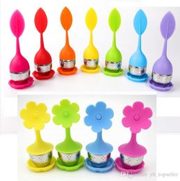 100pcs lot food grade silicone tea infuser leaf flowers shape silicone infuser make tea bag Philtre creative stainless steel tea strainers