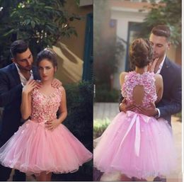 Setwell Pink Homecoming Dress Sweetheart Ball Gown Applique Cocktail Party Gowns Custom Made Simple Cheap Prom Dress