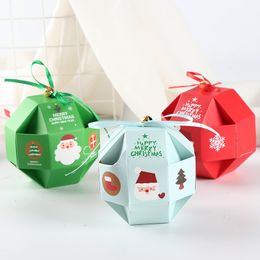 Christmas Candy Box Xmas Baking Candy Cookies Storage Bag Green Blue Polygon Merry Christmas Candy Gifts Box