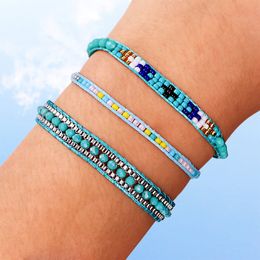 3 PCS 10 Styles Colourful Seed Beads Woven Vsco Girl Friendship Bracelets Boho Adjustable Bracelet Wristband Jewellery Gifts For Women Girls