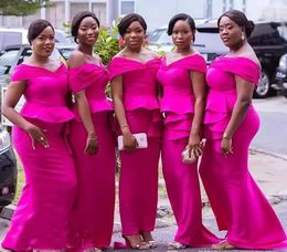 New African Bridesmaid Dresses 2019 Fuchsia Summer Country Garden Formal Wedding Party Guest Maid of Honour Gowns Plus Size Custom Made