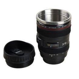 400ml Camera Mug Creative Portable Stainless Steel Tumbler Travel Milk Coffee Mug Novelty Camera Lens Double Layer Cups VT1348-1
