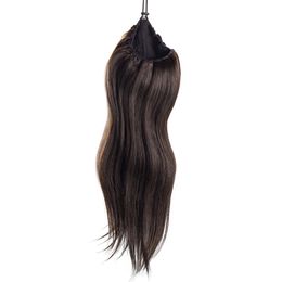 Silky Straight Drawstring Ponytail #1B #Silver European Indian human Hair single donor Blonde Virgin extensions 100g 120g 140g 160g