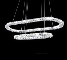 Modern Led Chandelier oval Circle Ceiling mounted LED Chandelier Lighting For Living room Dining room Kitchen 38W crystal lamp MYY