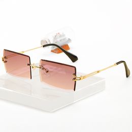 Fashion Rimless Sunglasses Women Trendy Small Rectangle Sun Glasses Summer Travelling Style UV400 Shades for men