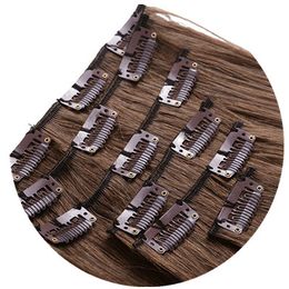 Black Brown Blonde Silky Straight Clip in Human Hair Extensions 160g Brazilian indian remy hair for Full Head, Free DHL