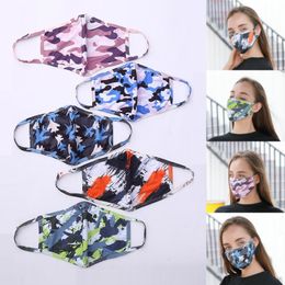 Desinger Printed Camouflage Face Mask Washable Reusable Ice Silk Anti-dust Mask Ventilate Cotton Mask Outdoor Riding UV-proof Mouth Masks