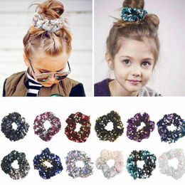 Baby Infant Mermaid Sequins Hairbands Children Hair Ring Ponytail hair Rope Glitter headdress Cosplay Kids Hair Accessories 12 Colors