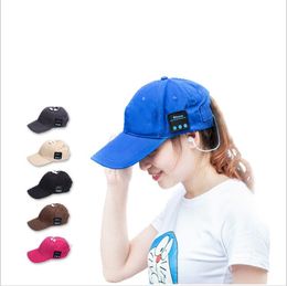 bluetooth baseball UK - Bluetooth Music Baseball Cap Fashion Canvas Sun Hat Music Handsfree Headset with Mic Speaker Smart Cap Creative Summer Snapback TLZYQ1434