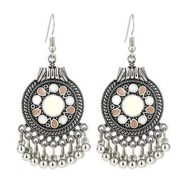 Fashion- style multi-element earrings European beautification oil Disc small water droplets with metal ball earrings