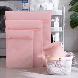 Pink Mesh Laundry Bags for Delicates with Zipper Travel Storage Organise Bag Clothing Washing Bags for Laundry Bra Blouse Hosiery Stocking