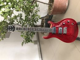 Custom Reed Smith Crimson Red Ash Top Electric Guitar Rosewood Fingerboard Abalone Bids Inlay, Natural Wood Binding, Double Locking Tremolo