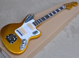 Wholesale Gold Electric Guitar with P 90 Pickups,Rosewood Fretboard,White Pearled Pickguard,Offering Customised Service