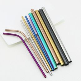 Large Drinking Straw Stainless Steel 21.5cm Straight Bent Reusable Wide Drinking Straws Dia.8mm 10mm 12mm Wide Drinking Straws
