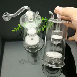 Super-silent double sand core Philtre glass cigarette kettle Glass water hookah Handle Pipes smoking pipes High quality free shipping