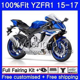 Blue silvery stock Injection Body For YAMAHA YZF R1 1000 YZF-R1 15 16 17 243HM.19 YZF-1000 YZF R 1 YZF1000 YZFR1 2015 2016 2017 Fairings kit