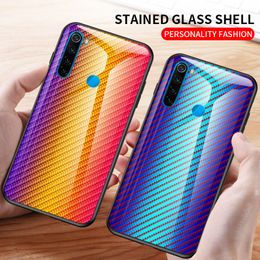 Gradient Carbon Fibre Tempered Glass Case For Xiaomi Redmi Note 8T Note 8 Pro CC9 Pro Redmi 8A 8 Note7 Mi 9 SE