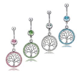 YYJFF D0753 Mix Colors Life-Tree Belly Navel Button Ring 14Ga 10mm Length