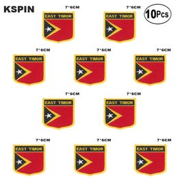 East Timor Flag Embroidery Patches Iron on Saw on Transfer patches Sewing Applications for Clothes in Home&Garden 10Pcs