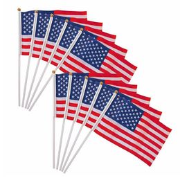 American Hand Flag 14x21cm Mini USA America Hand Wave Flags Polyester Printing One Side Cheap Price