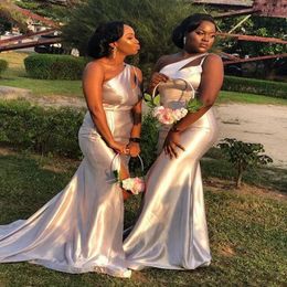 South Africa Style Mermaid Bridesmaid Dresses Long One Shoulder Maid Of Honour Dress Plus Size Formal Wedding Guest Vestidos