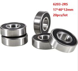 20pcs/lot Free shipping 6203RS 6203-2RS 6203 2RS RS ball bearings 17*40*12mm Deep Groove Ball bearing 17x40x12mm