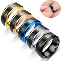 Stainless Steel Temperature band Rings Mood Emotion Couple Ring for Women Men fashion hip hop jewelry will and sandy drop ship
