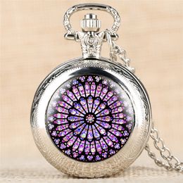 The Notre Dame De Paris Cathedral Display Watches Antique Quartz Pocket Watch Necklace Chain Clock Souvenir Gifts for Men Women1891