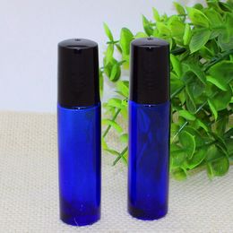 Refillable 10ML Blue Glass Roll On Bottles with SS Roller Thick 1/3OZ Empty Essential Oil Roll On Bottles Packaging 750Pcs/Lot Via DHL Ship