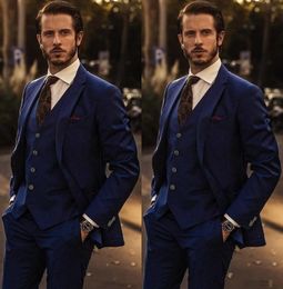 Mens Suits Navy Slim Fit Tuxedo wedding piece coat pant designs Suits For Wedding Mens Formal Prom Clothing Three Pieces(Jacket+Pants+Vest)