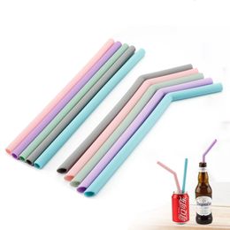 2021 New Fashion Reusable Drinking Straw Environmental protection Silicone Straw Set with Cleaning Brush Creative Gifts kitchen accessories
