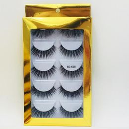 Thick vivid Mink lashes 5 pairs set with luxury gold packaging natural long handmade false eyelashes extension makeup 10 models DHL Free