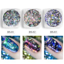 Chameleon Aurora Laser Nail Art Mirror Sequins Star Foil Paillette Irregular Glitter Powder Flakes UV Gel Polish Tips Decoration