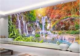 pintura clássica do papel de parede belas paisagens Papéis de parede do fundo 3D Wallpapers Cachoeira paisagem