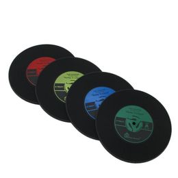 Coaster Retro CD Black Rubber Mats Pads Vintage Record Coasters Keep It Clean Hot Selling High Quality Original Red Blue