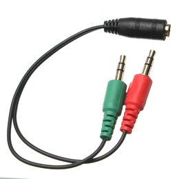 3.5mm Earphone Adapter Jack Female to 2 Dual 3.5mm Male Headphone Mic Audio Splitter Cable Adaptor For Tablet PC Laptop Computer