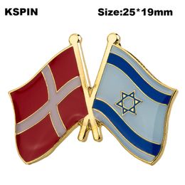 Denmark & Israel Friendship Flag Lapel Pin Flag Badge Lapel Pins Badges Brooch XY0577-1