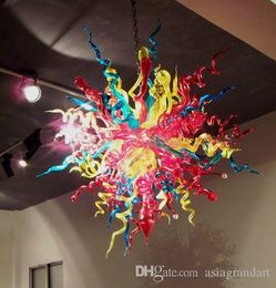 Modern Hand Blown Glass Chandelier Light Colorful Glass Modern LED Bulbs Chandelier Light European Crystal Chihuly Style Chandelier