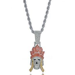 Iced Out Tripitaka Monkey King Pigsy Sandy Pendant Necklace Bling Character of Journey to The West Jewellery Micro Pave Cubic Zirconia