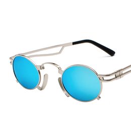 2019 new small oval steampunk sunglasses men round metal frame gold black red mens sun glasses for women unisex uv400