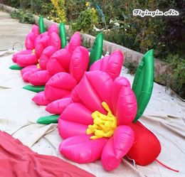 Customized Lighting Pink Inflatable Flower Chain 6m/8m/10m Long Stage Background Decorative Flower For Wedding And Party Decoration