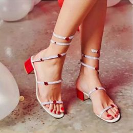 Designer-- Love Decoration Sandals Lady square wedding shoes evening party shoes serpentine word drill around foot Sandalias Sequins shoes