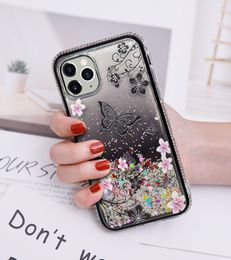 Bling Glitter Diamond Rhinestone Phone Case for iphone 11 PRO MAX Liquid Quicksand Flowers Butterfly Cover for iphone XR MAX 8 7 6 PLUS