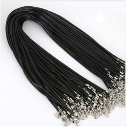 100pcs/lot Black Leather Cord Wax Rope Chain Necklace DIY PU 45CM+5CM Necklaces Jewellery Making Accessories Jewellery