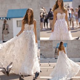 Dresses Berta Beach A Line Beads Lace d Floral Appliques Bohemian Backless Bridal Gowns Bride Boho Wedding Vestidos De Novia ppliques Brial Brie Weing Vestios