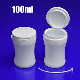 100pcs 100ml White PE Candy Packing Bottle, Powder Container, Tearing Cap Bottle, Empty Pill Storage