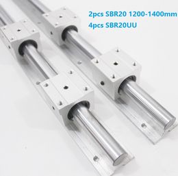 2pcs SBR20 1200mm/1300mm/1400mm support rail linear rail guide + 4pcs SBR20UU linear bearing blocks for CNC router parts